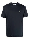 Logo Patch Short Sleeve T-Shirt Navy - STONE ISLAND - BALAAN 2