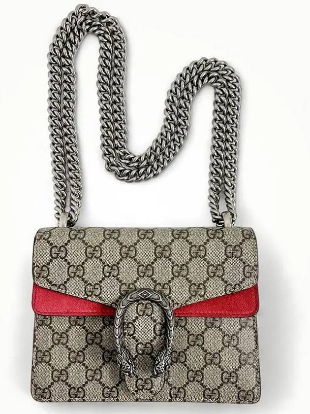 Dionysus GG Supreme Chain Small Canvas Shoulder Bag Beige Red - GUCCI - BALAAN 2