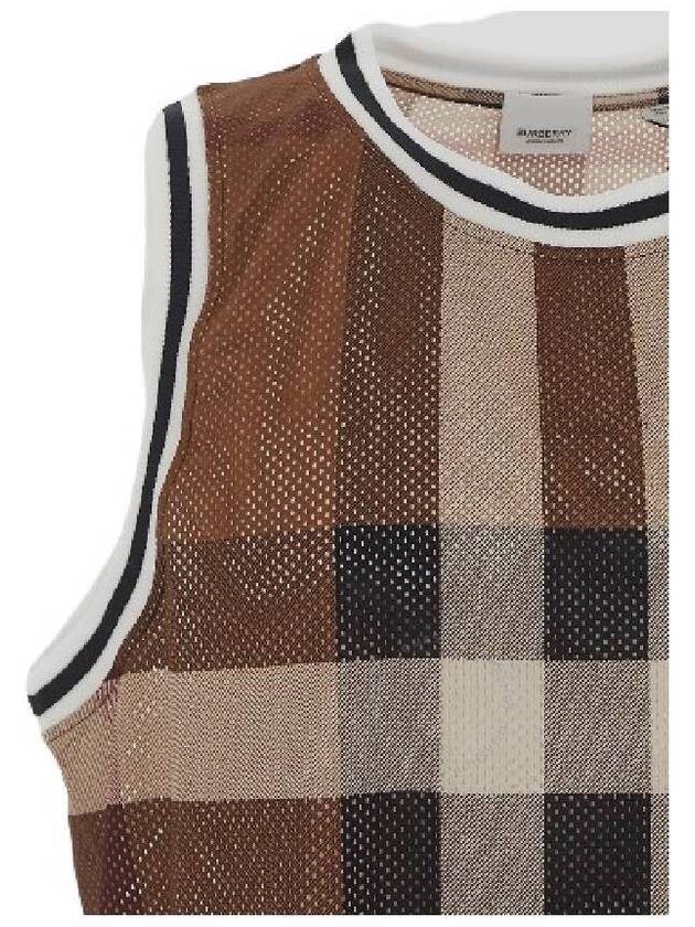 Check Print Mesh Vest Brown - BURBERRY - BALAAN 4