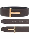 T Buckle Reversible Leather Belt Brown - TOM FORD - BALAAN 2