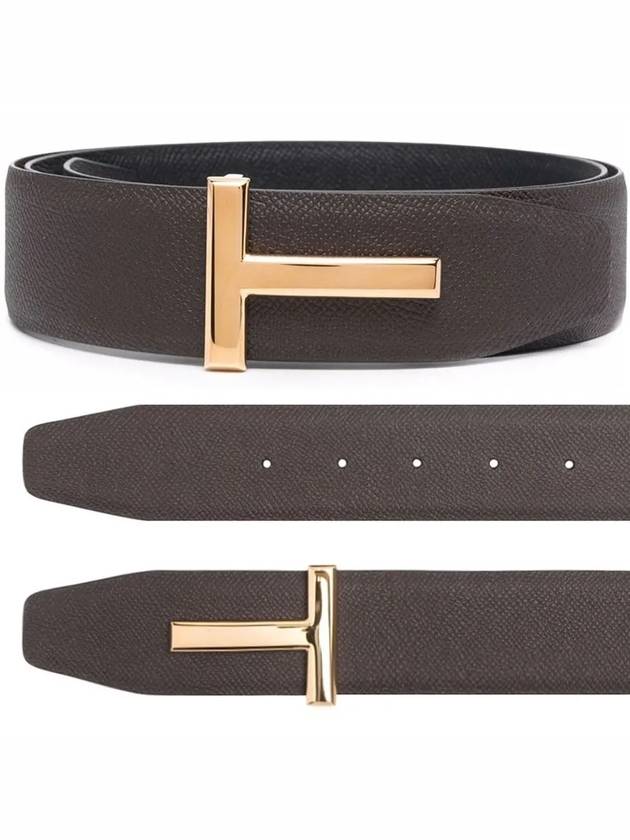 T Buckle Reversible Leather Belt Brown - TOM FORD - BALAAN 2