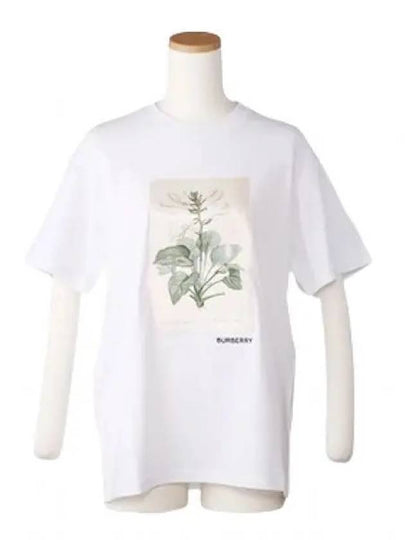 Botanical Sketch Cotton Overfit Short Sleeve T-Shirt White - BURBERRY - BALAAN 2