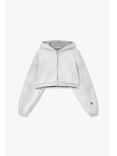 Apple Logo Cropped Hooded Zip Up White - ALEXANDER WANG - BALAAN 1