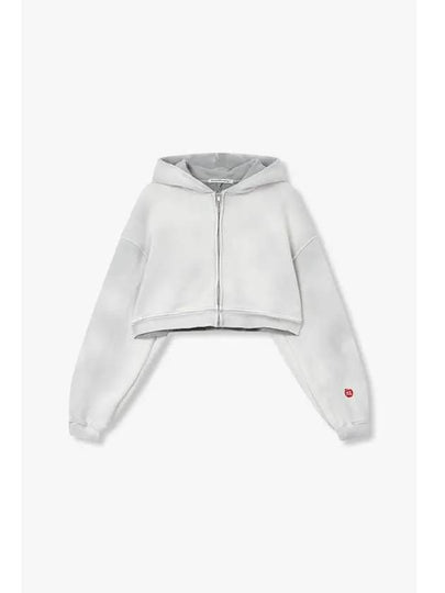 Apple Logo Cropped Hooded Zip Up White - ALEXANDER WANG - BALAAN 1