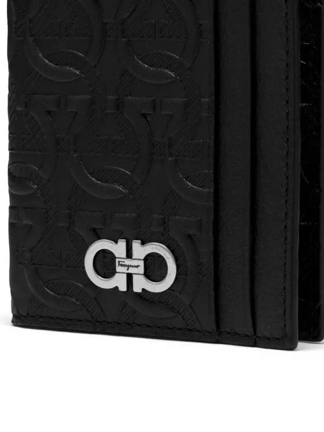 Embossed Logo Flap Gancini Card Wallet Black - SALVATORE FERRAGAMO - BALAAN 5