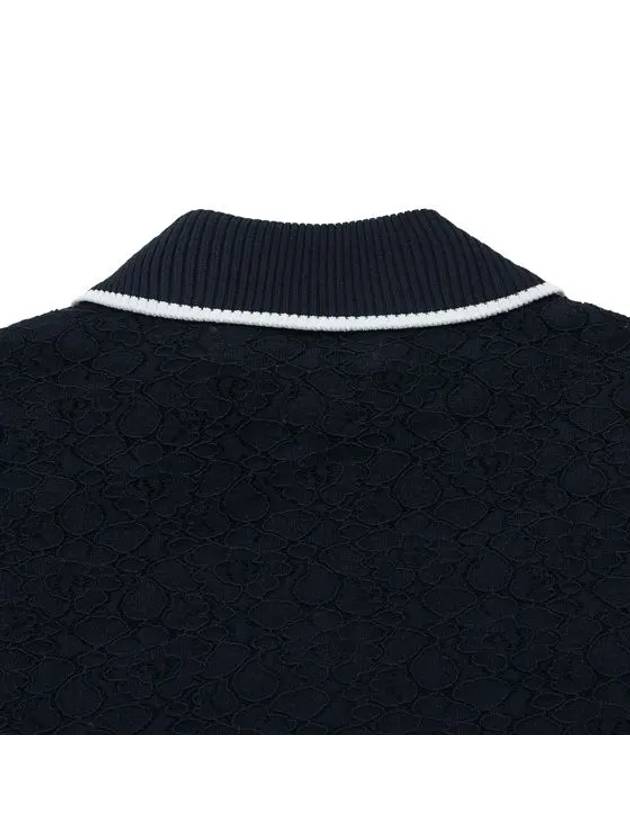 back lace patch knit full zip-up 2802LAVFBLACK - BLACK&WHITE - BALAAN 5