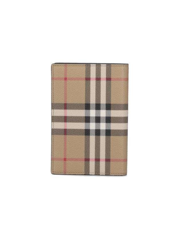 Checked Leather Passport Wallet Beige - BURBERRY - BALAAN 3