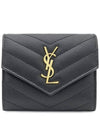 Monogram Cassandra Matelasse Half Wallet Black - SAINT LAURENT - BALAAN 2