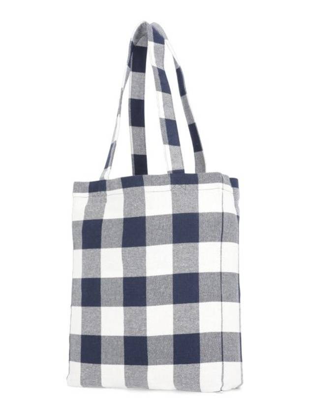 Lou Logo Check Vertical Tote Bag White Navy - A.P.C. - BALAAN 5