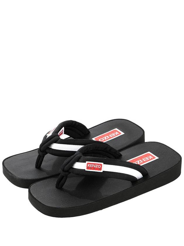 Men's Setta Logo Patch Nylon Flip Flops Black - KENZO - BALAAN 2