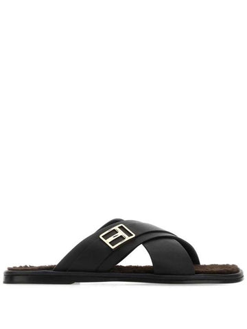 BLACK Black leather slippers J1396LCL337X 1N001 - TOM FORD - BALAAN 1