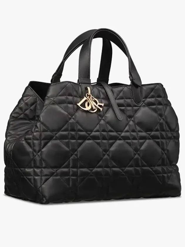 Macrocannage Calfskin Large Toujours Tote Bag Black - DIOR - BALAAN 5