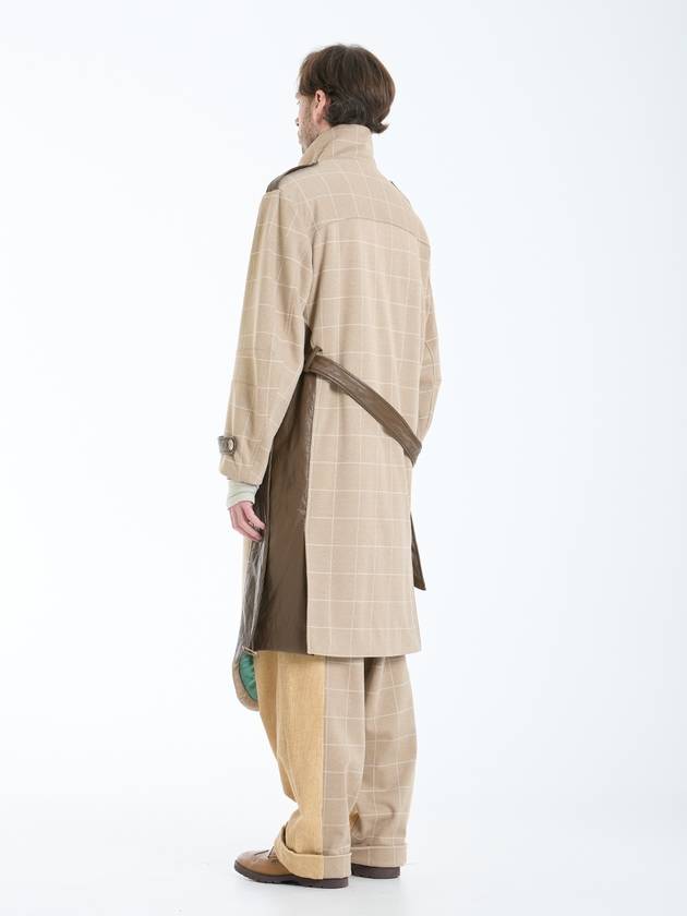 Men's Dancers Runway Checkerd Silk Single Coat Beige - WHYSOCEREALZ - BALAAN 4