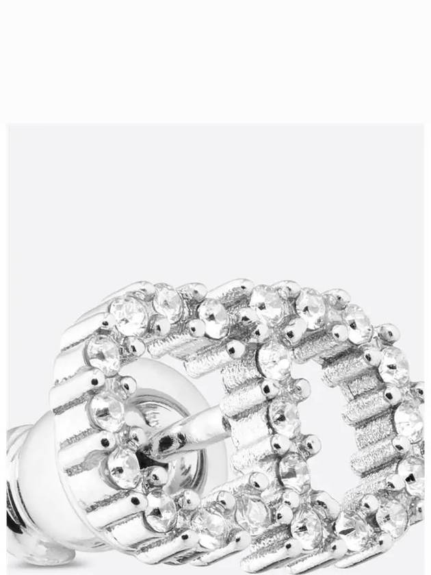 Claire D Lune Finish Metal White Crystal Earrings Silver - DIOR - BALAAN 5