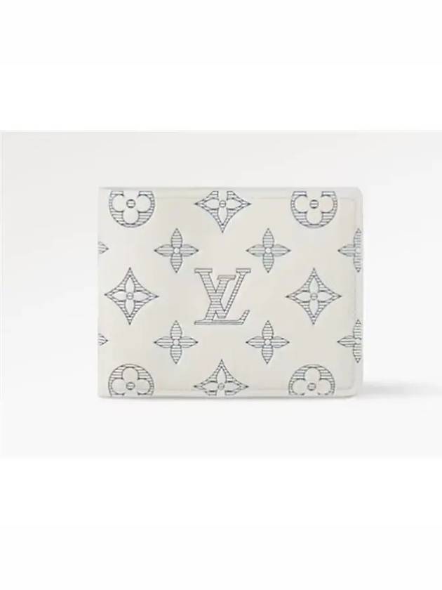 Multiple Monogram Shadow Calfskin Leather Half Wallet White - LOUIS VUITTON - BALAAN 2