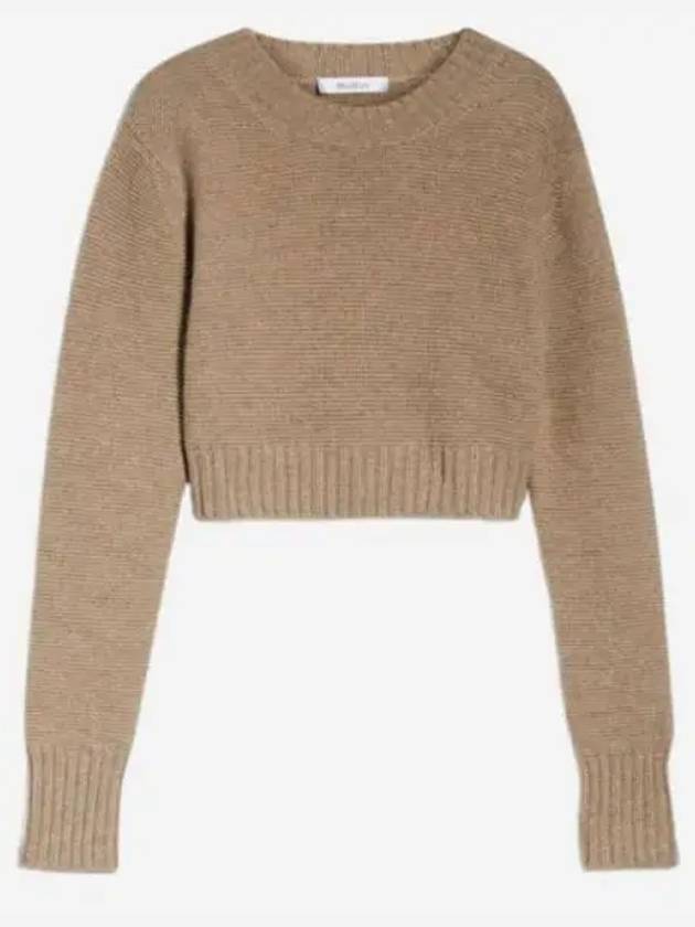 Kaya Crop Cashmere Knit Top Sand - MAX MARA - BALAAN 2