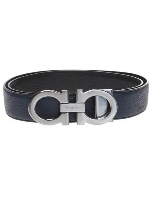 Reversible Gancini Leather Belt Black - SALVATORE FERRAGAMO - BALAAN 2