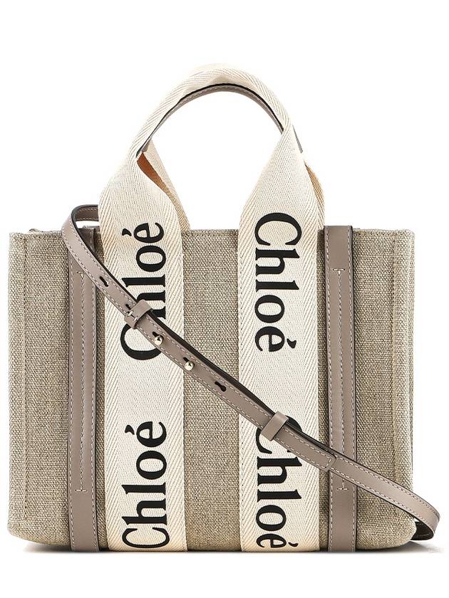 Woody Small Canvas Tote Bag Musk Grey - CHLOE - BALAAN 2