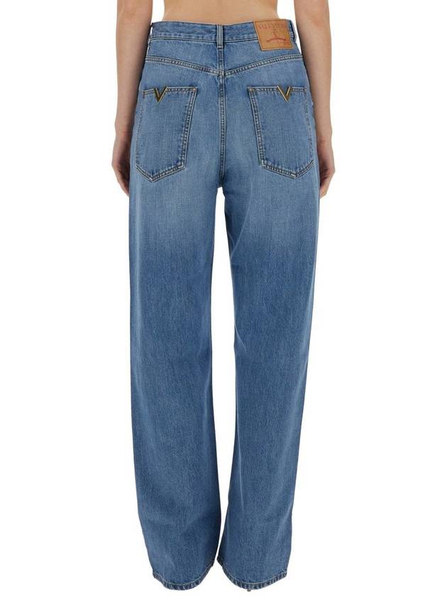 Denim Wide Jeans Blue - VALENTINO - BALAAN 4