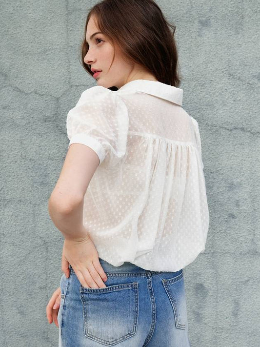 Amy Dot Chiffon Blouse White - SORRY TOO MUCH LOVE - BALAAN 1