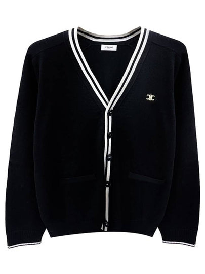 Triomphe Embroidery Wool Cardigan Black - CELINE - BALAAN 2