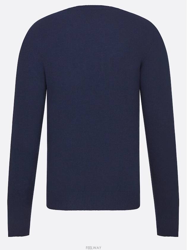 Wool Cashmere Crew Neck Knit Top Navy - DIOR - BALAAN 8