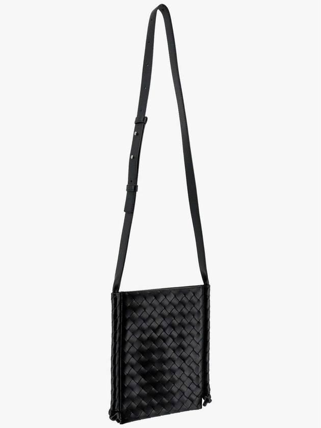 Intrecciato Flat Loop Small Cross Bag Black - BOTTEGA VENETA - BALAAN 4