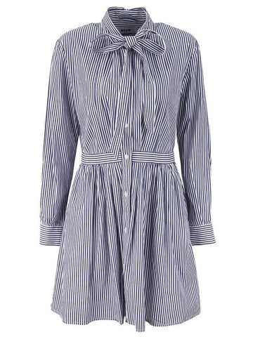 Women s Striped Short Dress Blue - MSGM - BALAAN 1