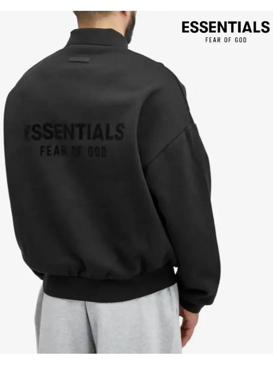 Fear of God Essential Men's Back Logo Spring Long Sleeve Polo TShirt Jet Black - FEAR OF GOD ESSENTIALS - BALAAN 1