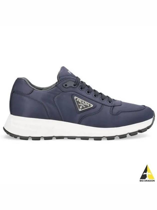 Triangle Logo Re-nylon Low Top Sneakers Blue - PRADA - BALAAN