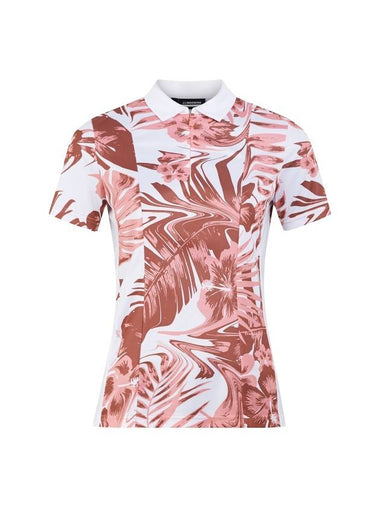 Women's Evelina Print Polo Shirt Pink - J.LINDEBERG - BALAAN 1