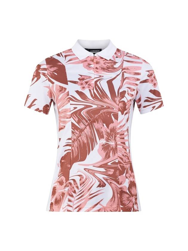 Women's Evelina Print Polo Shirt Pink - J.LINDEBERG - BALAAN 1