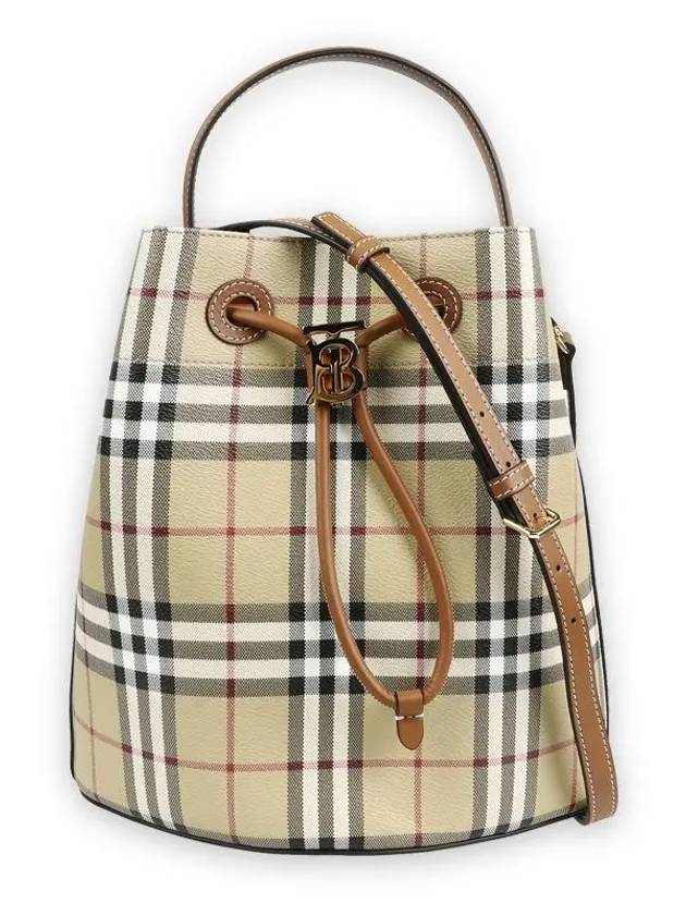 TB Leather Small Bucket Bag Beige - BURBERRY - BALAAN 3