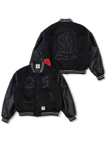 Classic Oversized Varsity Jacket Black - STIGMA - BALAAN 1