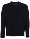 Men's Wappen Patch Crew Neck Cotton Knit Top Navy - STONE ISLAND - BALAAN 4