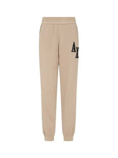 Women s Logo Patch Side Rib Jogger Pants Beige 271235 - ARMANI EXCHANGE - BALAAN 1