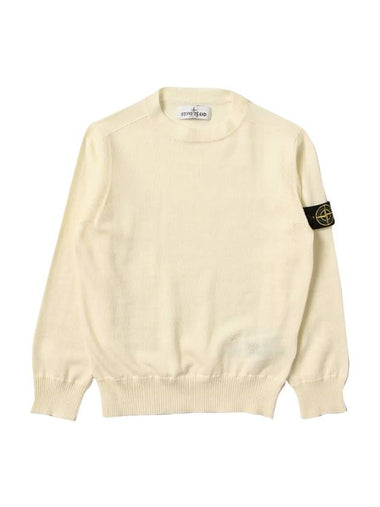 logo patch knit top ivory - STONE ISLAND - BALAAN 1