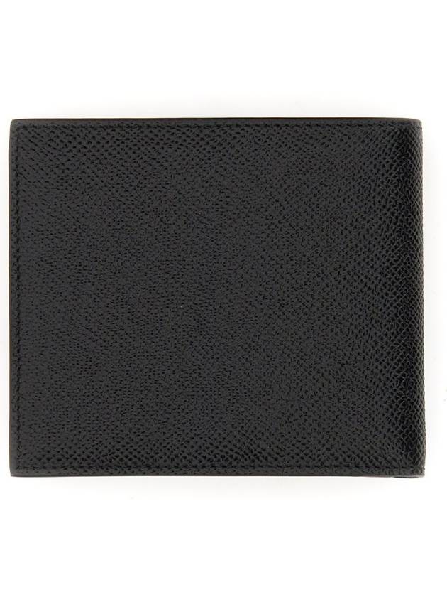 Logo Plaque Calf Leather Half Wallet Black - DOLCE&GABBANA - BALAAN 3