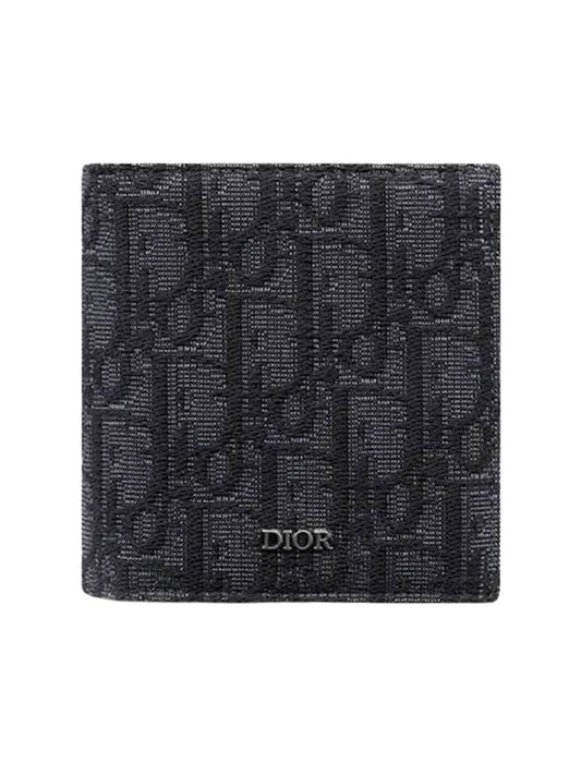 Compact Vertical Oblique Jacquard Card Wallet Black - DIOR - BALAAN 1