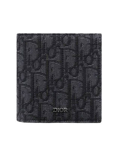 Compact Vertical Oblique Jacquard Card Wallet Black - DIOR - BALAAN 1