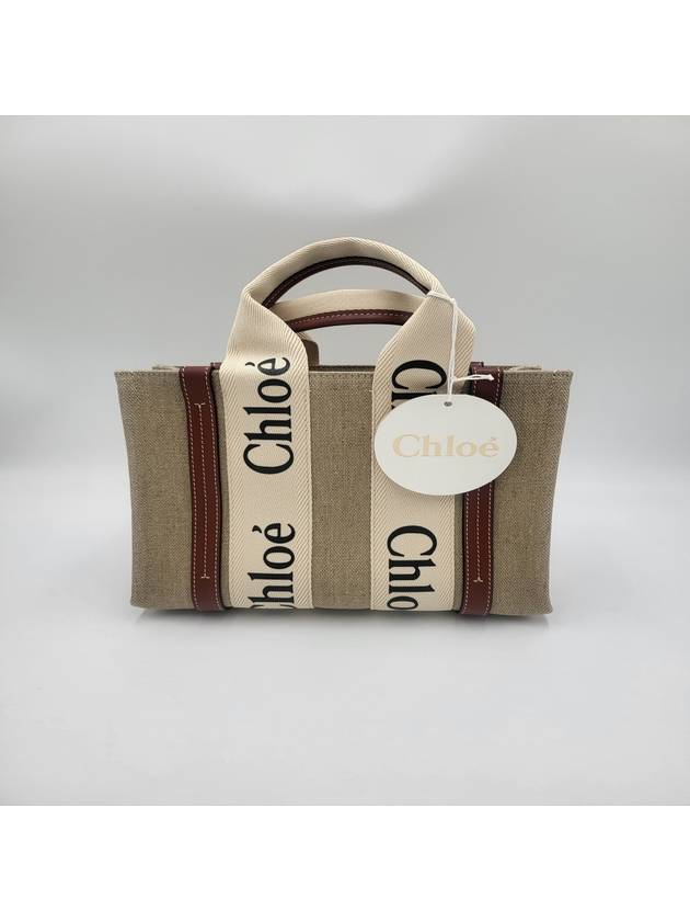 Woody Small Canvas Tote Bag White Brown Beige - CHLOE - BALAAN 3