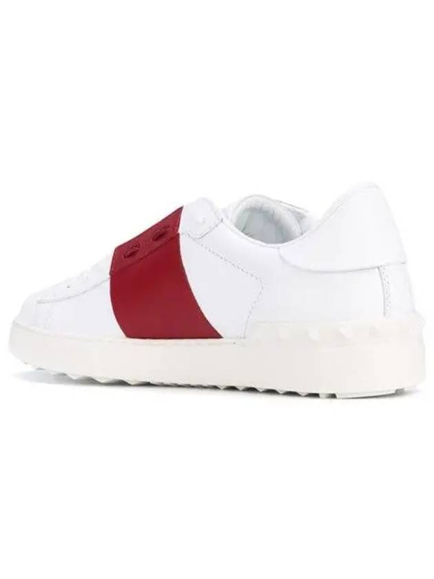 Men's Hidden Open Band Low Top Sneakers White Burgundy - VALENTINO - BALAAN 5