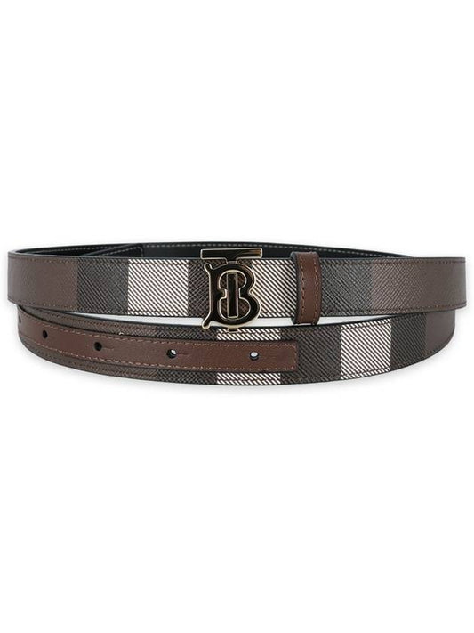Reversible Checked Leather Belt Dark Birch Brown - BURBERRY - BALAAN 2