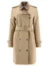 Check Trim Gabardine Trench Coat Honey - BURBERRY - BALAAN 2