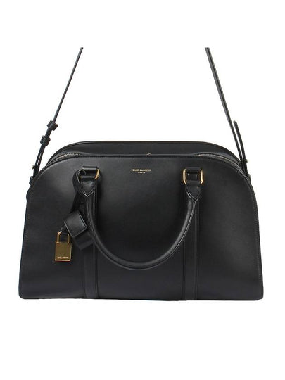 New Bowling Embossed Logo Calf Leather Shoulder Bag Black - SAINT LAURENT - BALAAN 2