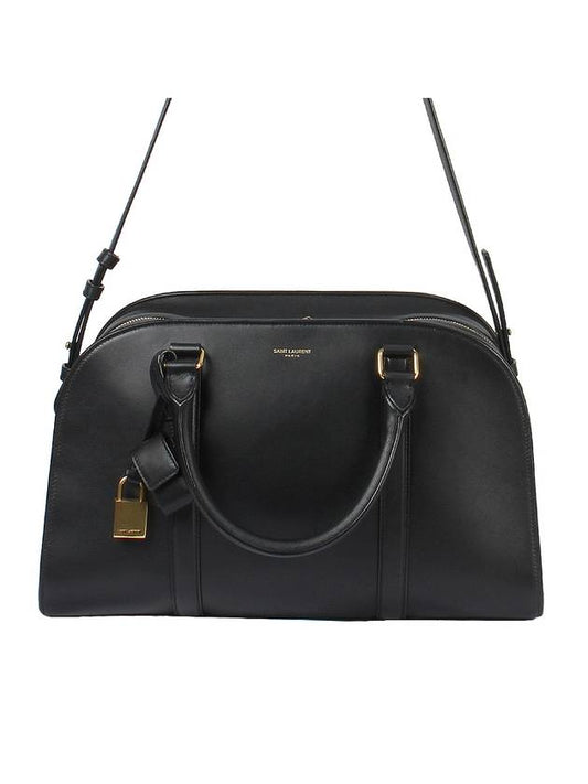 New Bowling Embossed Logo Calf Leather Shoulder Bag Black - SAINT LAURENT - BALAAN 2