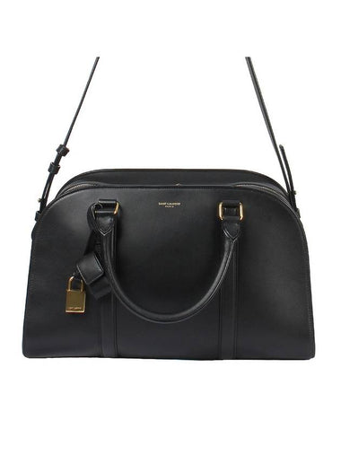 New Bowling Embossed Logo Calf Leather Shoulder Bag Black - SAINT LAURENT - BALAAN 1