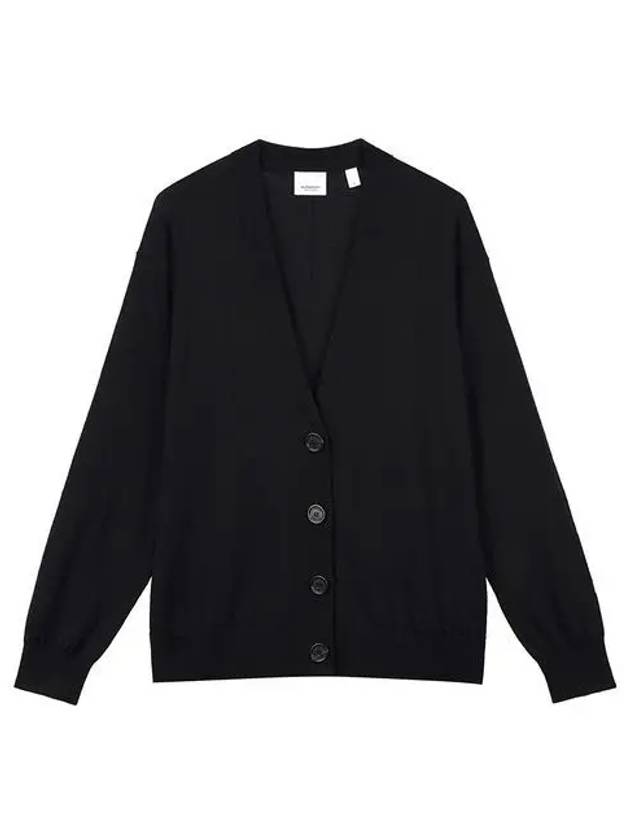 Elbow Patch Merino Wool Cardigan Black - BURBERRY - BALAAN 2