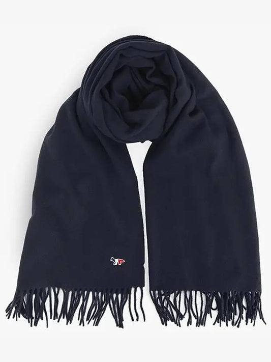 Small Tricolor Fox Wool Muffler Navy - MAISON KITSUNE - BALAAN 2