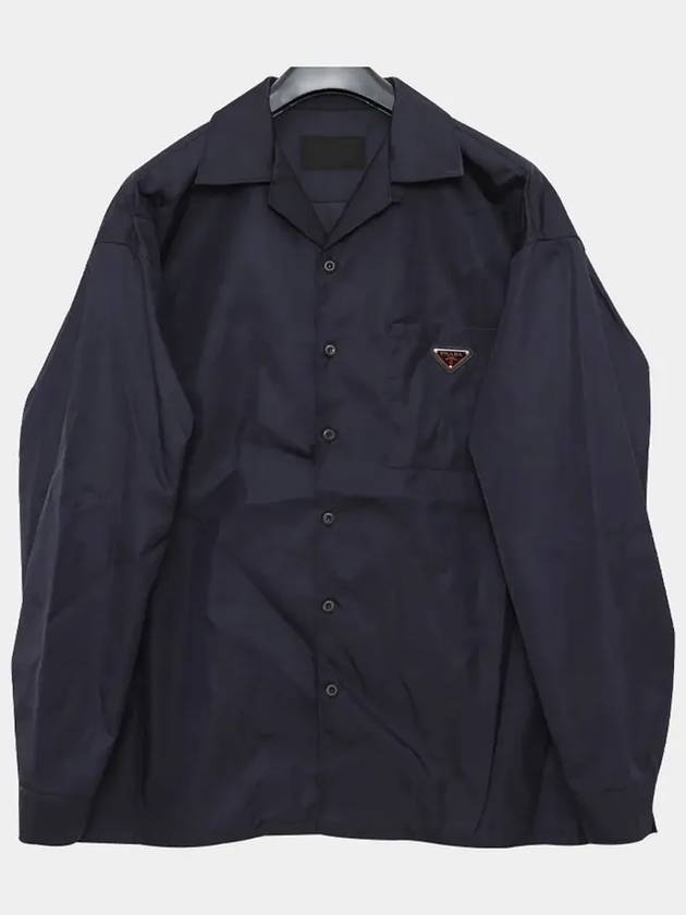 Triangle Logo Nylon Long Sleeve Shirt Navy - PRADA - BALAAN 3